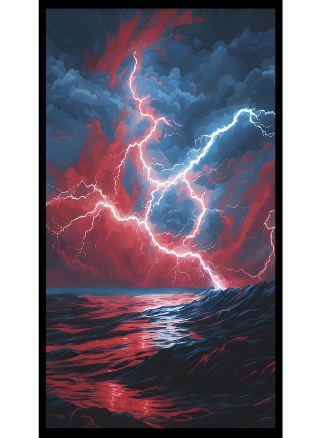 Realm Guard 100ct Textured TCG/MTG Art Card Sleeves (Red/Blue Storm) - Image 1